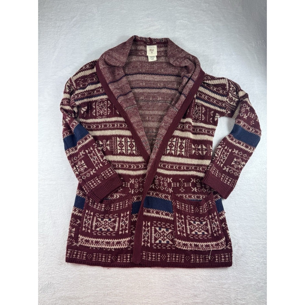 Billabong  Flyaway Long Cardigan Size L Southwestern‎ Boho Cabincore Fall Pocket